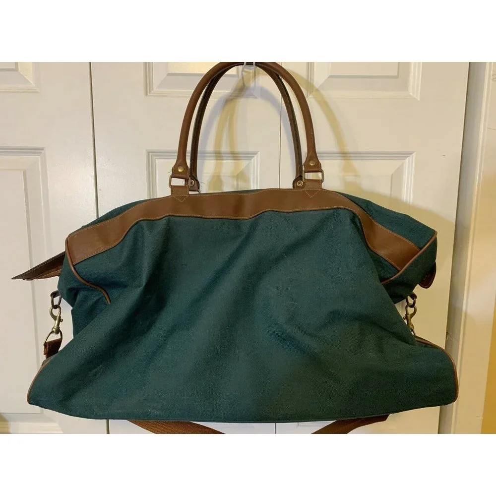 VTG Polo‎ Ralph Lauren Green Brown Duffle Bag Luggage Overnight Missing S…